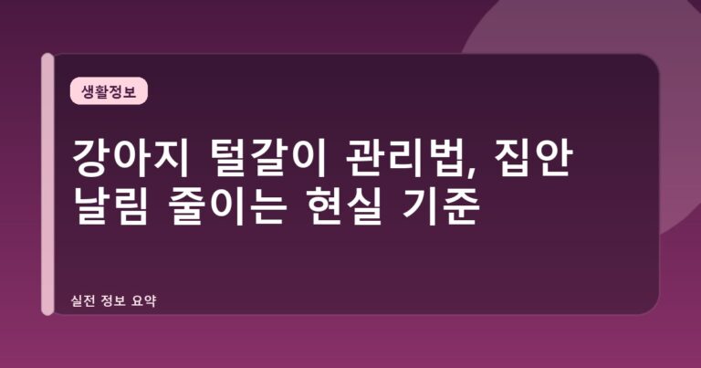 강아지 털갈이 관리법, 집안 날림 줄이는 현실 기준