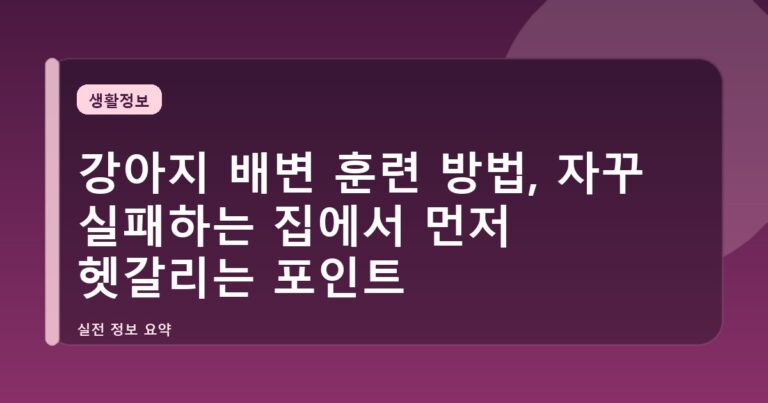 강아지 배변 훈련 방법, 자꾸 실패하는 집에서 먼저 헷갈리는 포인트