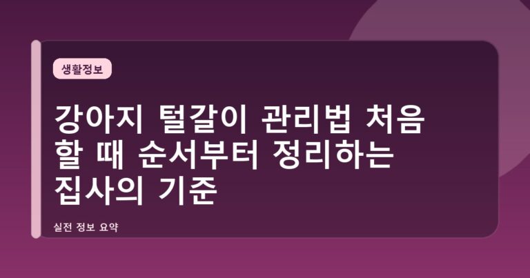 강아지 털갈이 관리법 처음 할 때 순서부터 정리하는 집사의 기준
