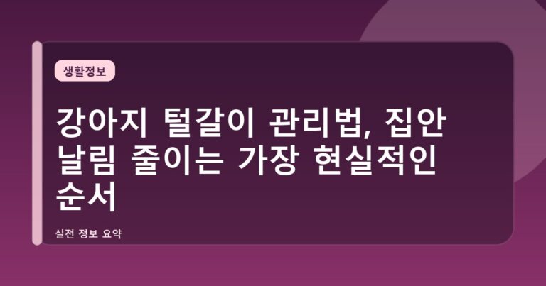 강아지 털갈이 관리법, 집안 날림 줄이는 가장 현실적인 순서