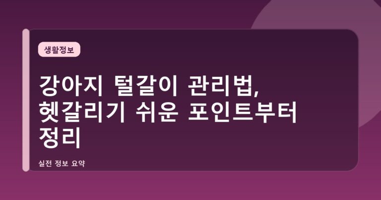 강아지 털갈이 관리법, 헷갈리기 쉬운 포인트부터 정리